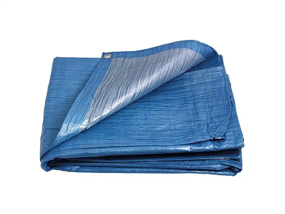 Autentický PE plachta zakrývací 5x8m 70g/1m2 modro-stříbrná