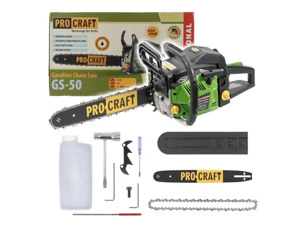 Nízká Cena Benzínová řetězová pila Procraft GS-50 | 49,3 cm³, 2,1kW, lišta 40 cm