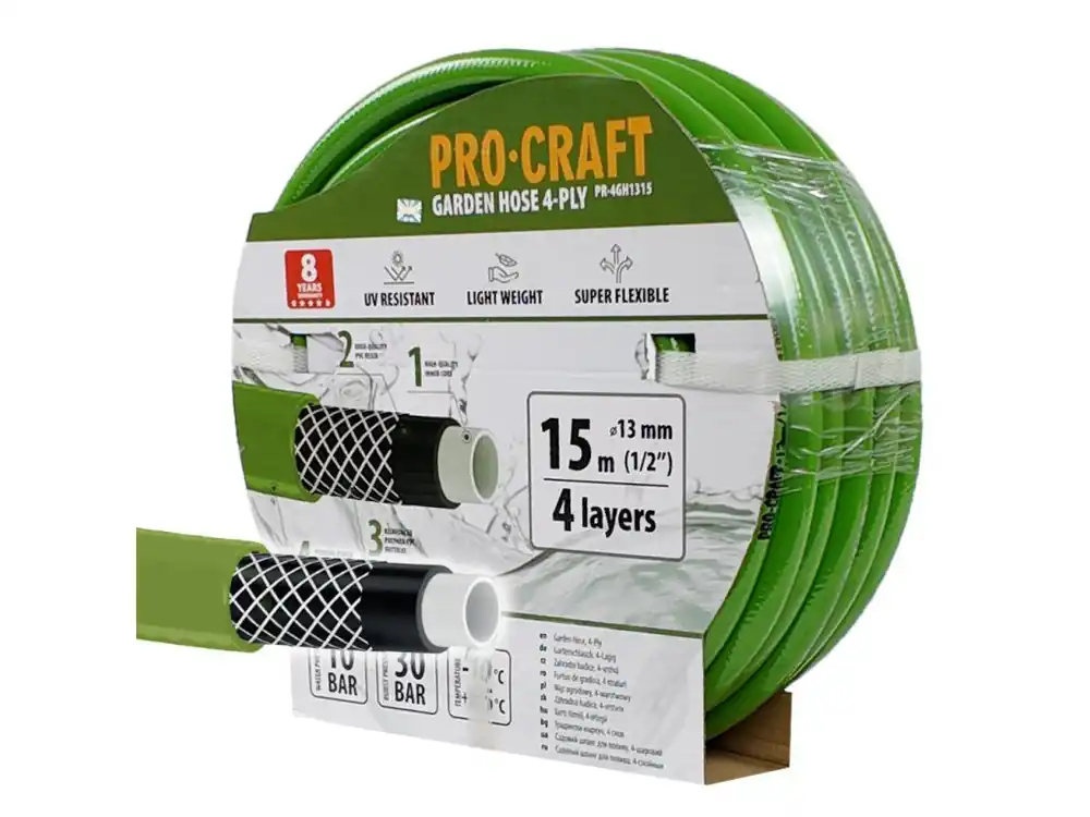 Zelená zahradní hadice Procraft PR-4GH1315 4 vrstvy, 1/2" 15 m | PR-4GH1315 Koupit Online