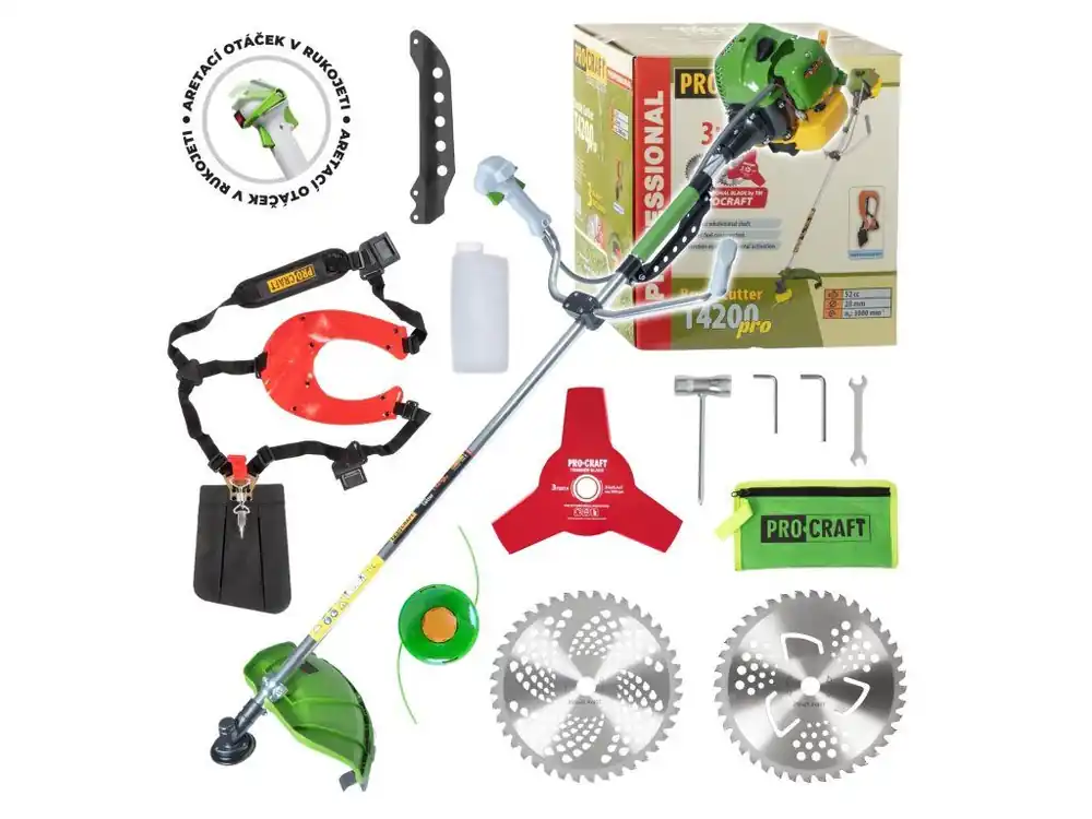 Akční Cena Benzínový křovinořez Procraft T4200 Pro – výkonný, antivibrační, 51,7 cm³