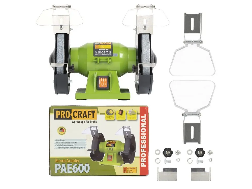 Bruska stolní dvoukotoučová PROCRAFT PAE600 – 150W, 2800 ot./min Nová Kolekce