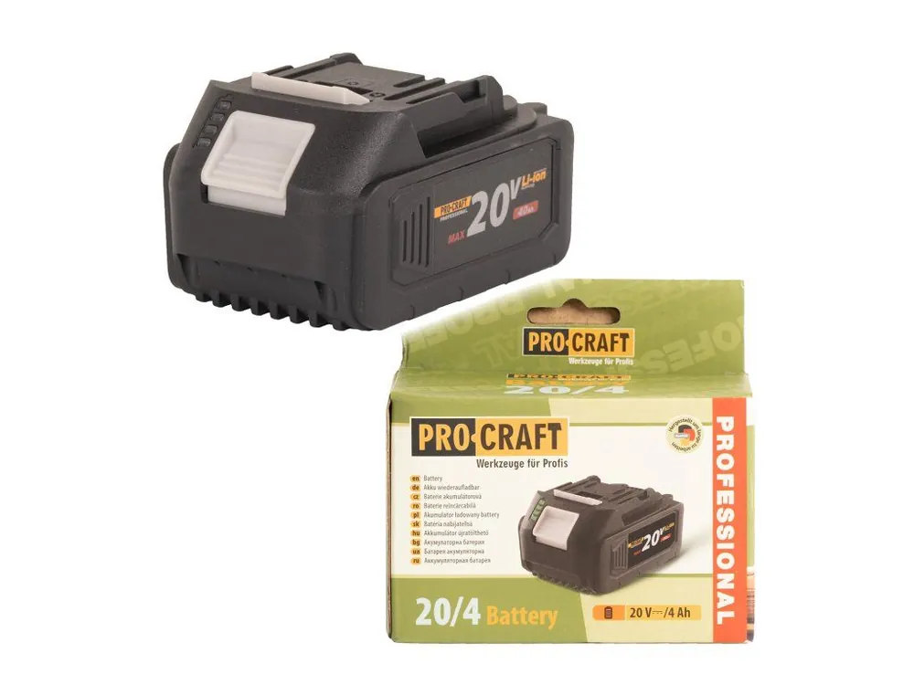 Baterie akumulátorová 20V Li-ion, 4000mAh Procraft 20/4 | 20/4 Nízká Cena