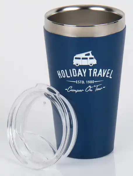 Tovární Cena Termohrnek hrnek s víkem Holiday Travel, nerezová ocel, 450 ml, modrý