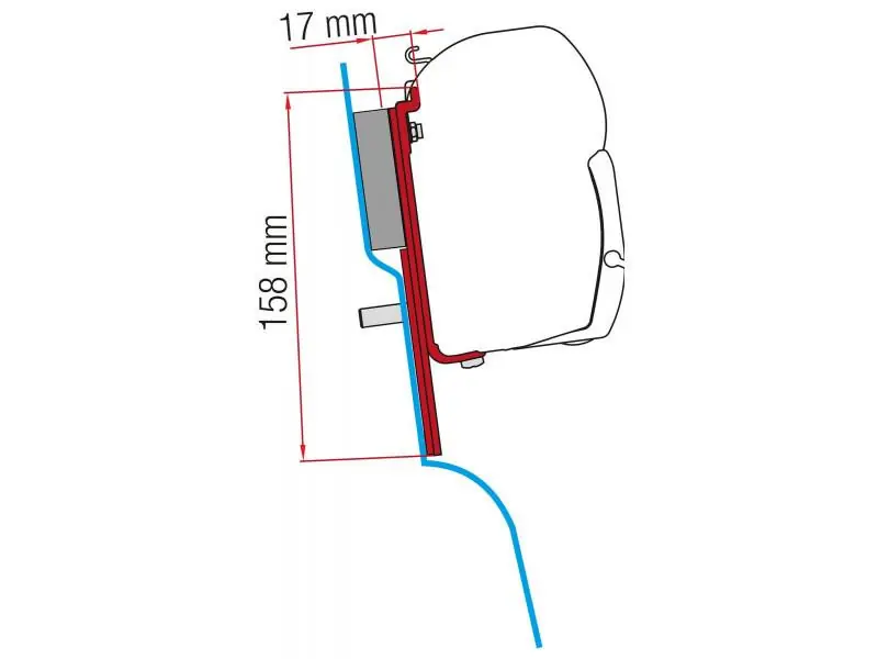Adaptér na uchycení markýzy Fiamma F45 na stěnu Ford Transit Custom Nugget L2/H2 Westfalia (2015-) Odeslání Ihned