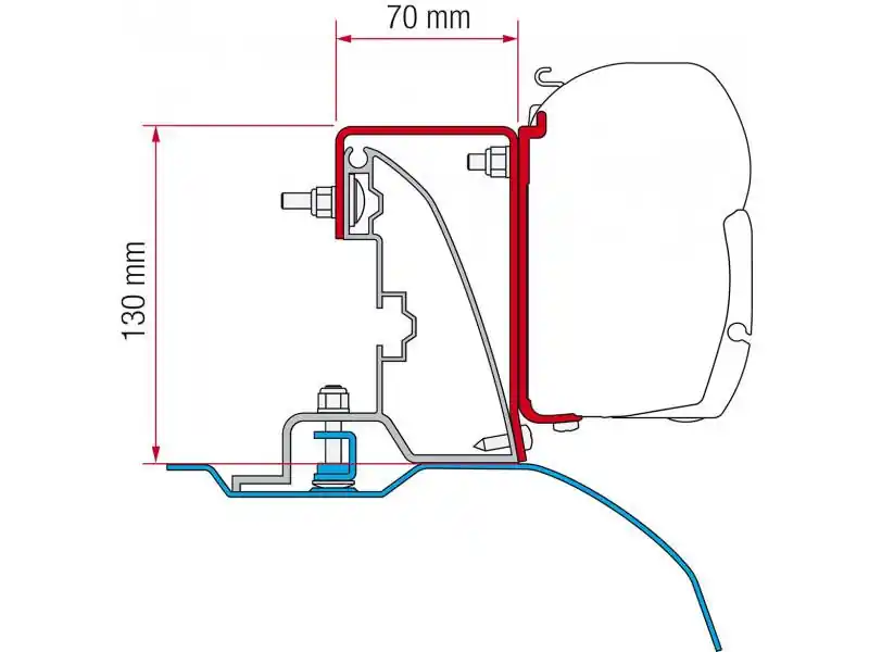 Adaptér pro uchycení markýzy Fiamma F45 a F70 na střešní ližinu Citroën Jumper/Fiat Ducato/Peugeot Boxer L2/L3/H2 (2006-) Nízká Cena