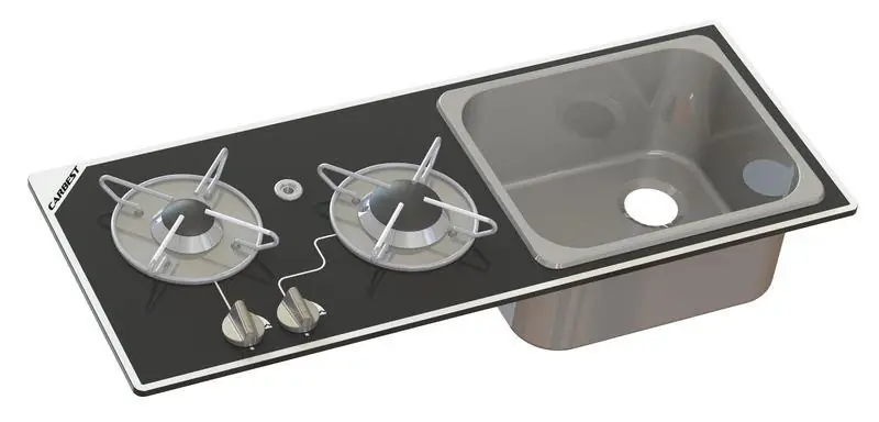 Cenově Výhodný Kombinace sporák-dřez CARBEST, 2 hořáky s bezpečnostním sklem