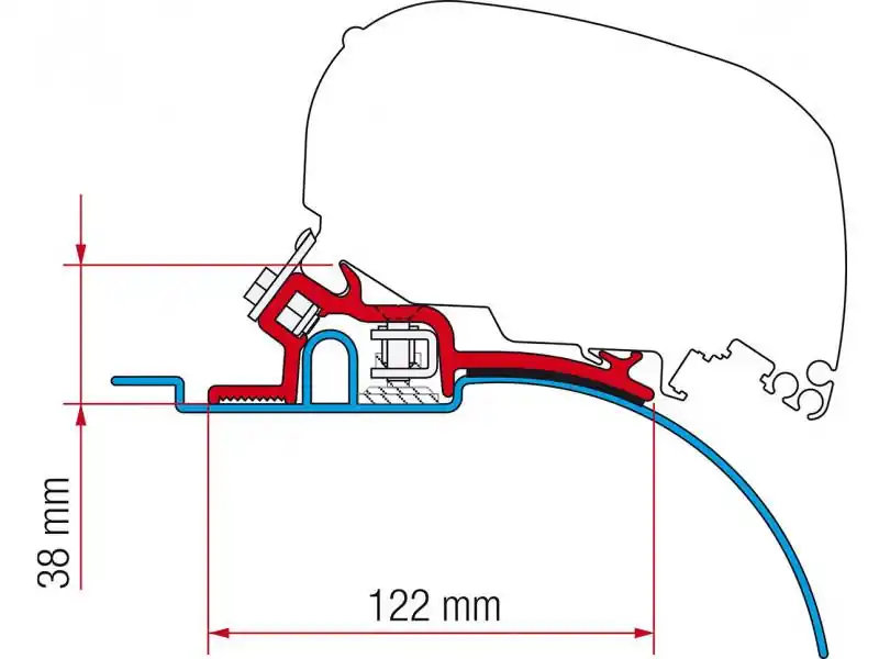 Víkendová Akce Nízký adaptér na uchycení markýzy Fiamma F65 a F80 na střechu Citroën Jumper/Fiat Ducato/Peugeot Boxer X230/X244 L2/L3/H2 (1994-2006)