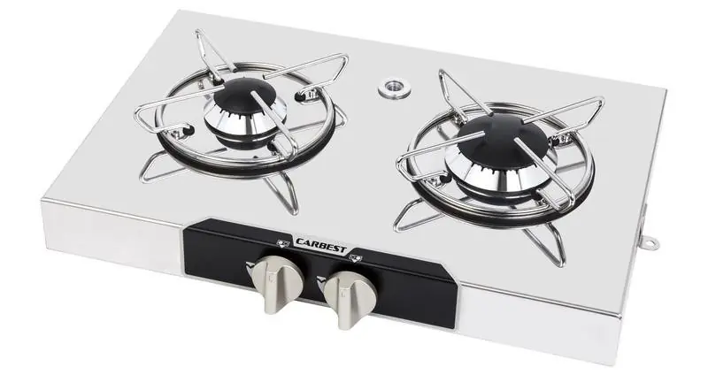 Povrchová plynová varná deska se dvěma hořáky, nerez Výhodná Nabídka