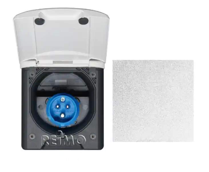 Cenově Výhodný Zásuvka vstupní CEE s magnetickým zavíráním, světle šedá